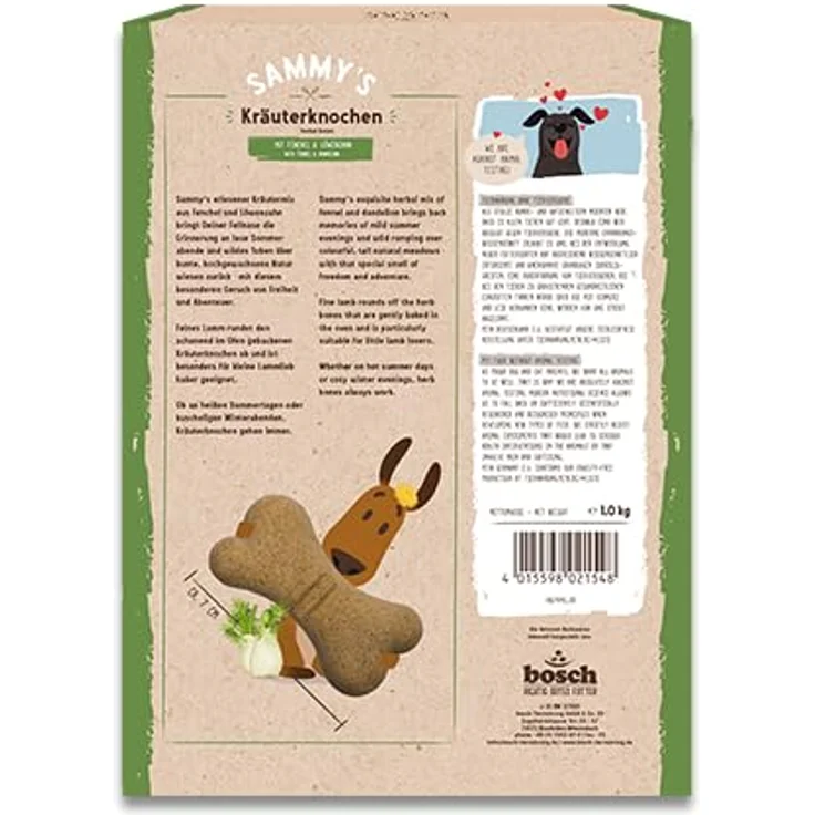 Bosch Sammy´s Kräuterknochen 1kg, Schonend gebacken mit feinem Lamm für sensible Hunde – Bild 3