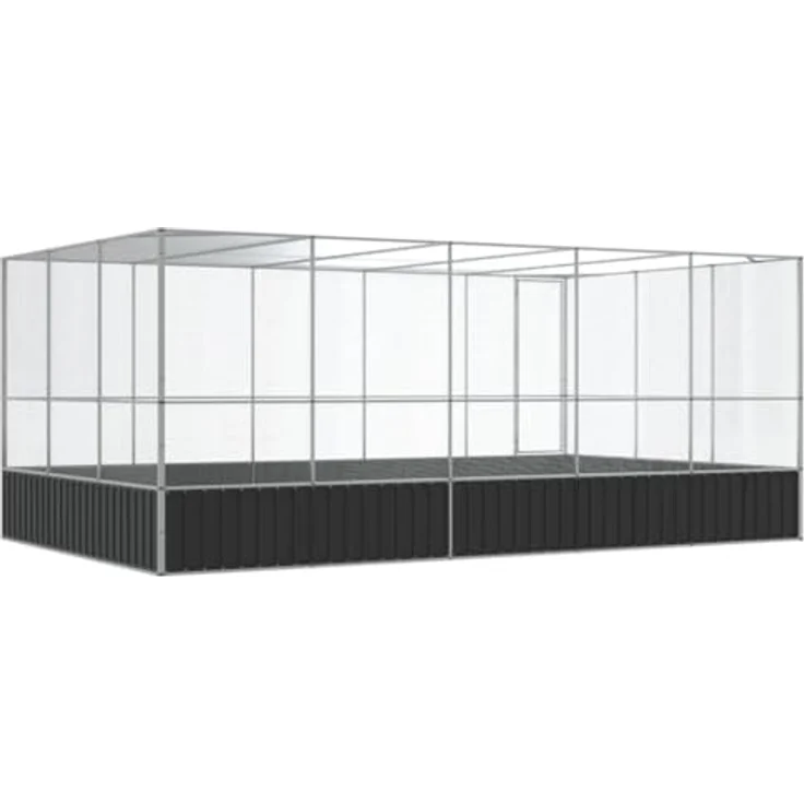 vidaXL Raffaela, Vogelkäfig + Voliere aus verzinktem Stahl, silbern und anthrazit, abschliessbare Tür, 518 x 307 x 212 cm – Bild 5