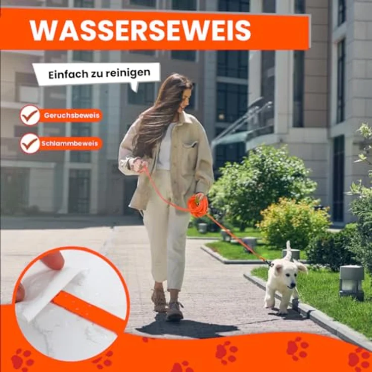 Loutep Biothane Schleppleine für Hunde, strapazierfähig, wasserdicht, 3m/5m/10m/15m/20m, mit 360° drehbarem Metallhaken, ideal für kleine, mittelgroße und große Hunde – Bild 5