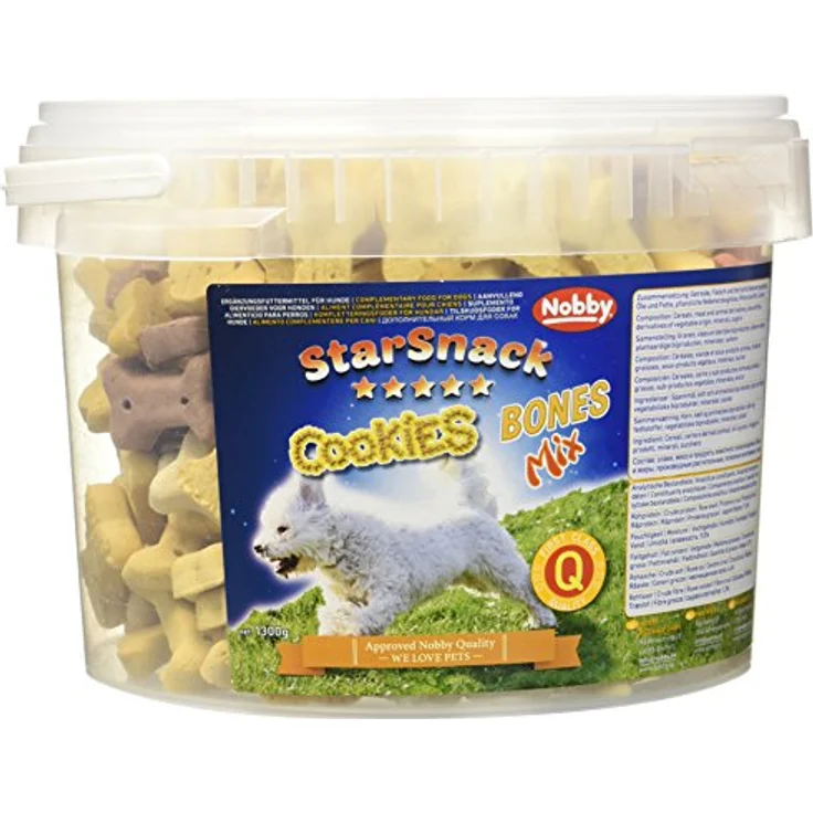 Nobby 69921 StarSnack Cookies Bones Mix, 1,3 kg Eimer für Hunde, frische Leckerbissen als Snack oder Belohnung – Bild 1