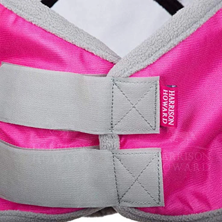 Harrison Howard CareMaster Pro Luminous Pferde Fliegenmaske, UV-Schutz mit Ohrenschutz, Rosa, Warmblut (L) – Bild 3