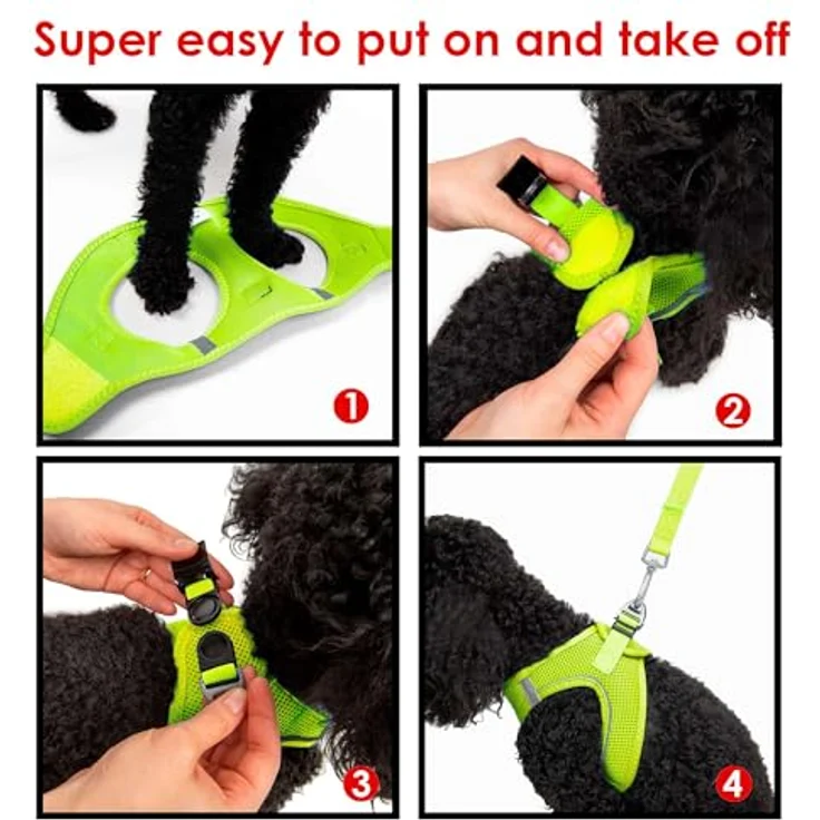 Tailpetz Air-Mesh Brustgeschirr für kleine und mittelgroße Katzen und Hunde – Weich, Atmungsaktiv, Strapazierfähig, Neonlimette, 2XS (Brustumfang 30,5–33 cm) – Bild 4