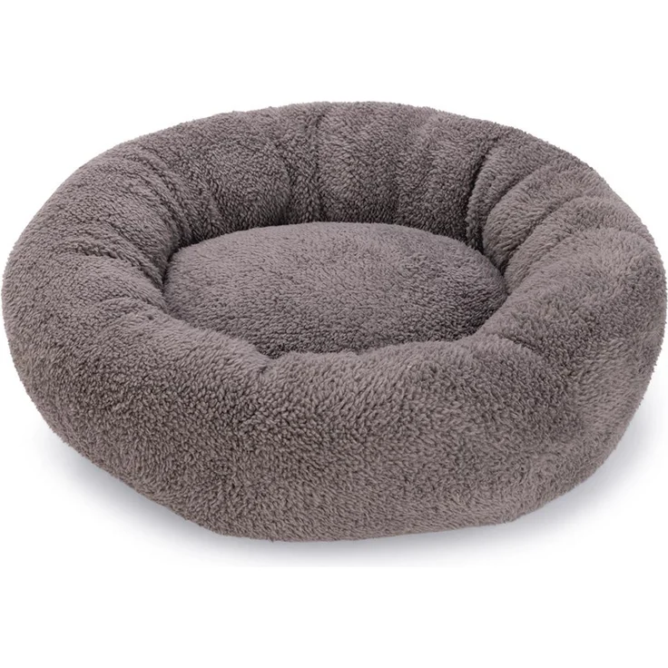 Beeztees Katzenbett Kavi, Donut-Form aus superweichem Plüsch, 45x45x15 cm, grau