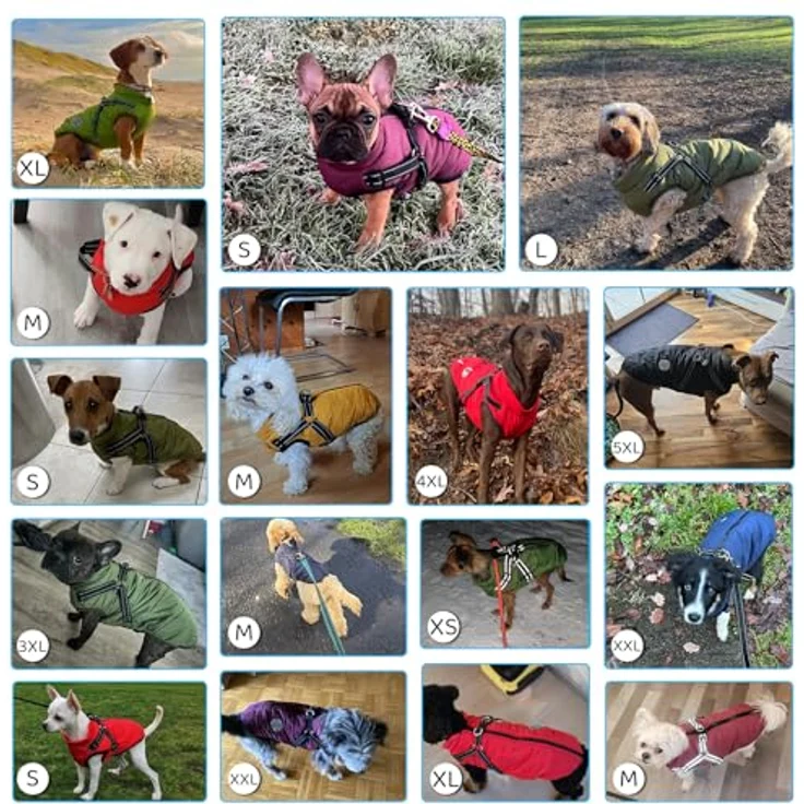 Savlot Hundejacke Winterweste, wasserdichte gepolsterte Weste mit Brustgurt, reflektierend, rot, XS – Bild 4