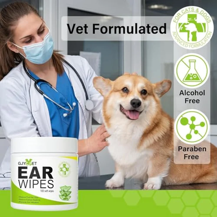 GJYC PET Ohrenreiniger für Hunde und Katzen, 100 STK alkoholfreie Ohrenpflege Pads, sanfte Reinigungstücher mit Aloe-Duft zur Entfernung von Ohrenschmalz und Vorbeugung von Infektionen – Bild 4