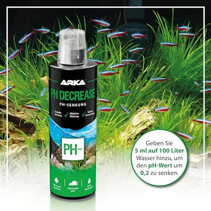 ARKA pH Senker Aquarium 118 ml, senkt pH-Wert und KH, fördert Pflanzenwachstum, einfache Dosierung für Nano- und kleine Becken – Bild 5