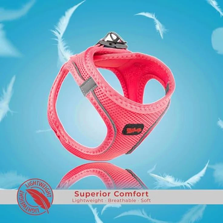 Tailpetz Air-Mesh Brustgeschirr für kleine und mittelgroße Katzen und Hunde – Weich, Atmungsaktiv, Strapazierfähig, Neonpink, XL (Brustumfang 66–70cm) – Bild 5