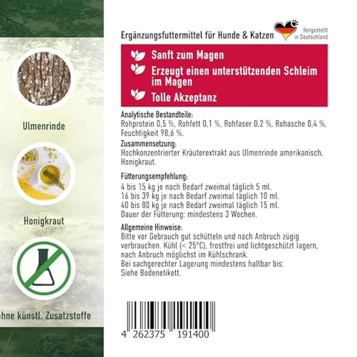 TJURE Tjure Ulmenrinde Liquid 250 ml, natürlicher Entzündungshemmer zur Unterstützung der Magen-Darm-Tätigkeit bei Hunden – Bild 4
