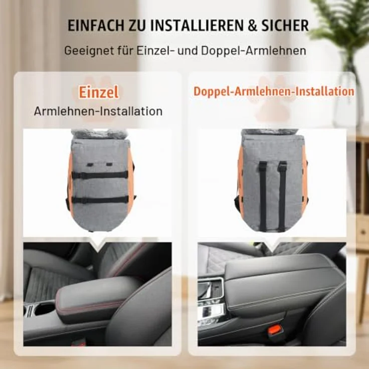 VEVOR Hunde Autositz, Mittelkonsolen-Hundesitz für kleine Hunde mit ansteckbarer Leine und verstellbaren Gurten, bis 3,6 kg, Dunkelgrau – Bild 4