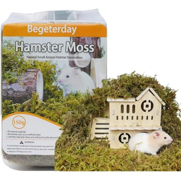Begeterday 150g natürliches Waldmoos für Hamsterkäfige, weich und geruchsabsorbierend, ideal für Kleintiere und Reptilien – Bild 1