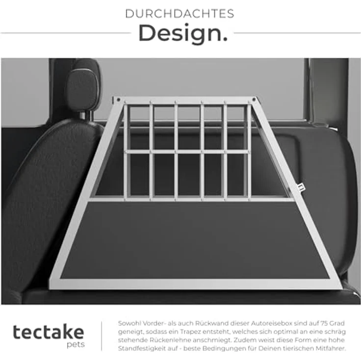 tectake® Hundebox Auto, Aluminium Transportbox mit schräger Rückwand, leicht und stabil, für Kombifahrzeuge, 66x90x69,5cm – Bild 4