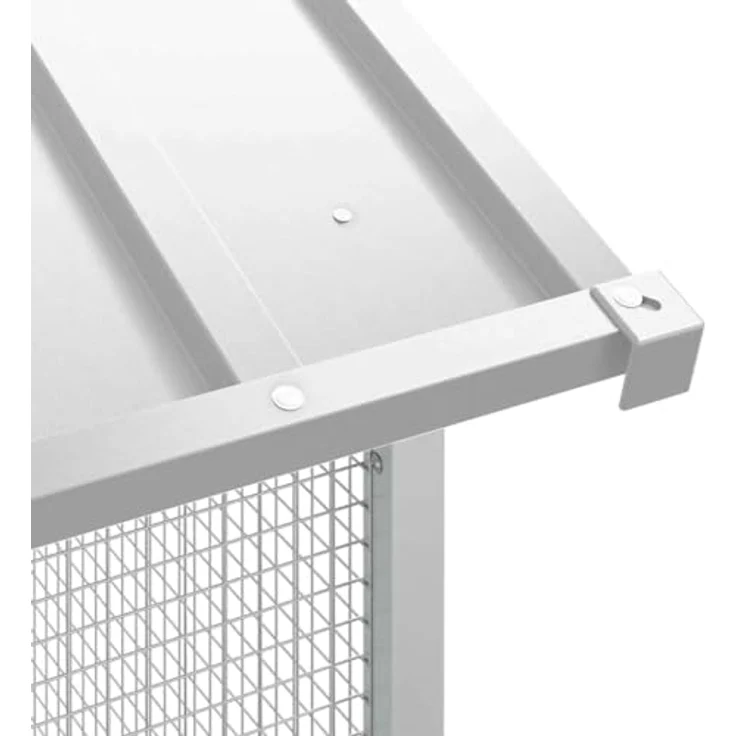vidaXL Vogelkäfig Grau, rechteckige Voliere aus verzinktem Stahl, 215 x 310 x 247 cm, modernes Design für Garten und Terrasse – Bild 5