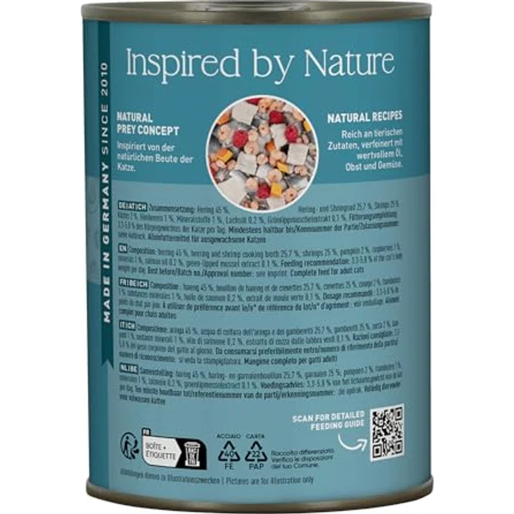 catz finefood Hering & Shrimps Classic Adult Katzenfutter nass, gluten- & getreidefrei, ohne Zuckerzusätze, Premium Qualität, Made in Germany (6 x 400g Dose) – Bild 3
