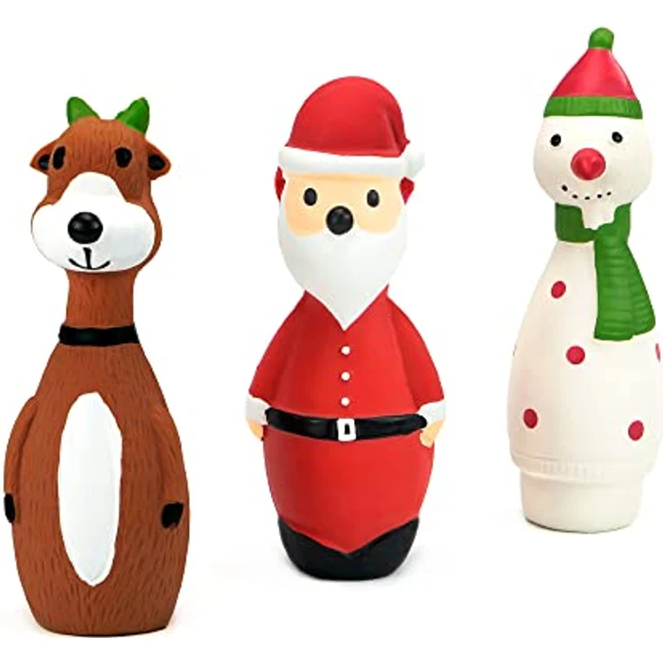 Chiwava 3 Stücke Latex Quietsch Weihnachts-Hundespielzeug, 5.7" interaktives Kau- und Quietschspielzeug für kleine Hunde – Bild 2