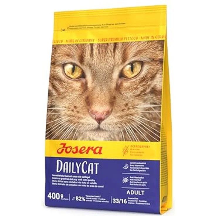 JOSERA DailyCat Adult Trockenfutter, 400 g, getreidefrei mit Geflügel, Süßkartoffel, erlesenen Kräutern und gesunden Früchten für ausgewachsene Katzen – Bild 1