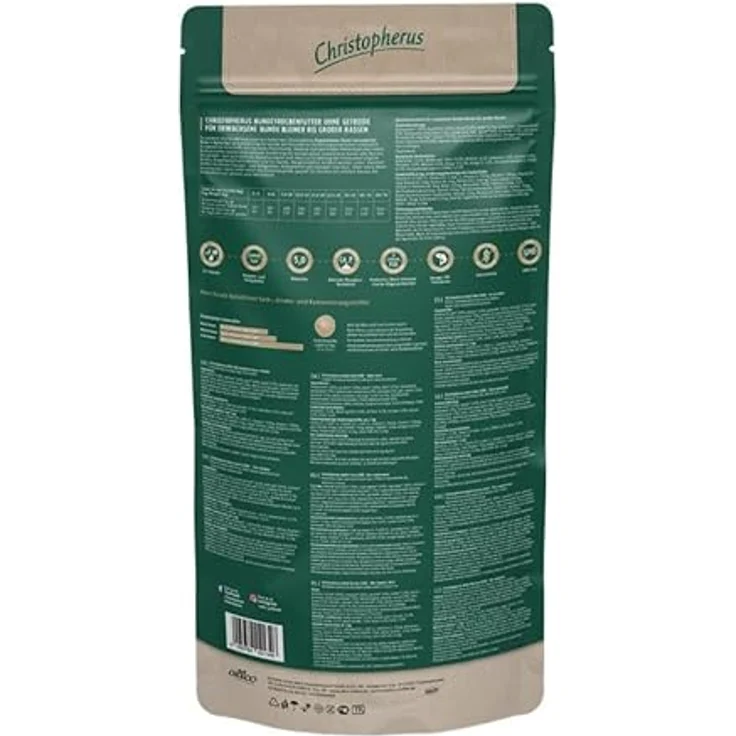 Christopherus Grainfree, Trockenfutter für den ausgewachsenen Hund, Ente + Kartoffel, glutenfrei, 4 kg, Krokettengröße ca. 1 cm – Bild 3