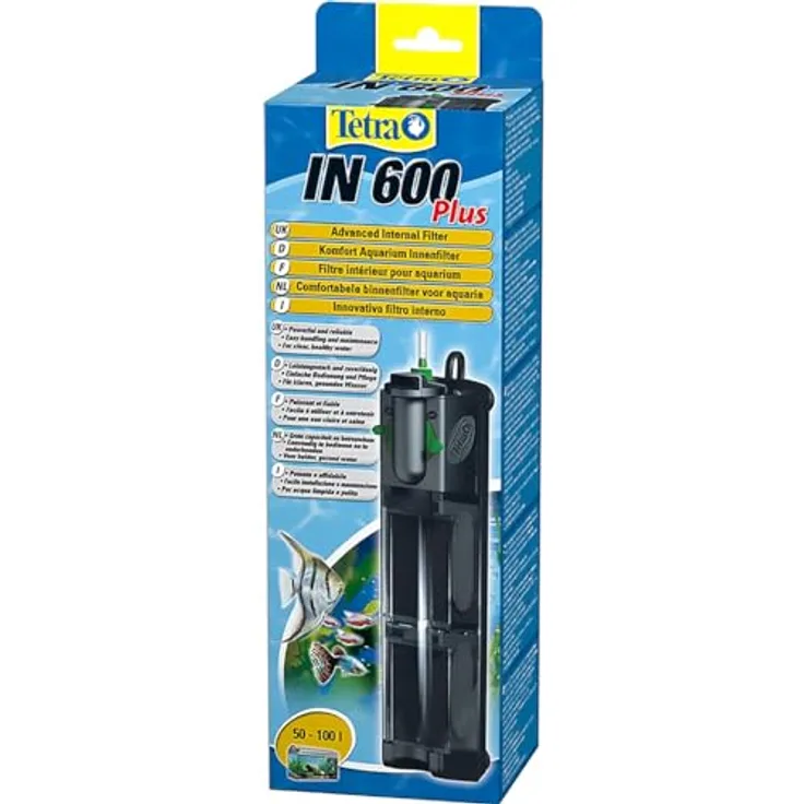 Tetra IN 600 plus Aquarium Innenfilter, mechanische, biologische und chemische Filterung für Aquarien von 50 bis 100 Litern