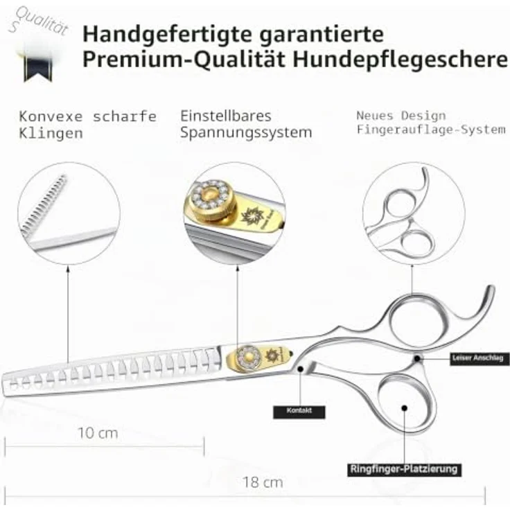 Dream Reach 7-Zoll Chunker-Fellschere, professionelle Hundepflegeschere aus 440C japanischem Edelstahl mit 25%-35% Ausdünnungsrate, geräuscharm und ergonomisch gestaltet – Bild 5