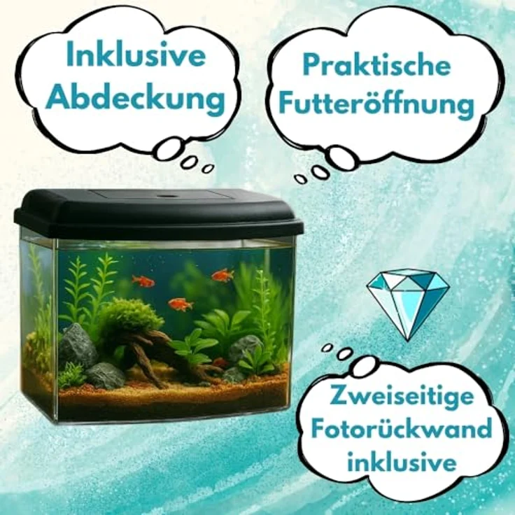 GarPet Nano Aquarium Mini Terrarium, kompaktes Aufzuchtbecken für Garnelen, 27 × 20 × 17 cm mit Abdeckung – Bild 3