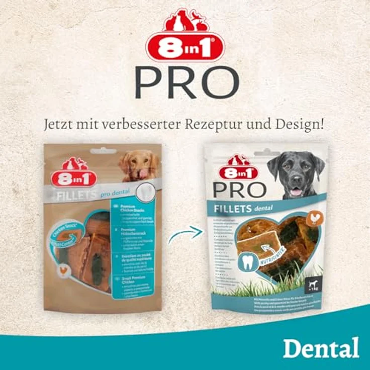 8in1 Fillets Pro - pro breath, zuckerfreier Hundesnack mit hochwertigem Geflügel, Größe S, 80 g – Bild 2