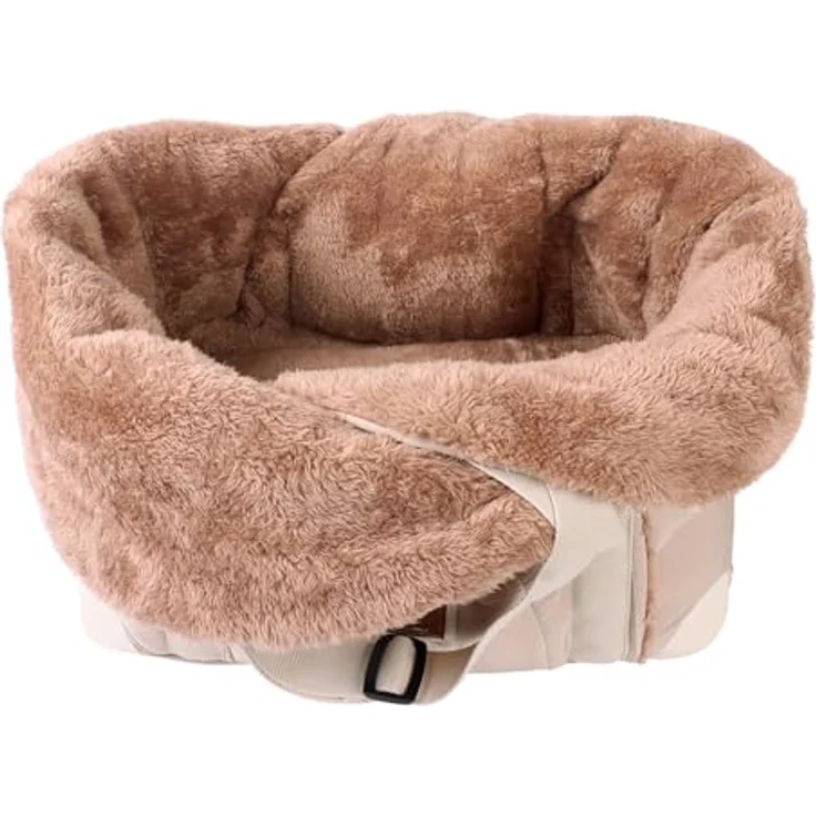 Nobby Tasche Shetland, Hunde-Transportbox mit Plüschfutter, beige, 44 x 32 x 42 cm, für Tiere bis 8 kg, mit Karabiner und herausnehmbarem Boden – Bild 3
