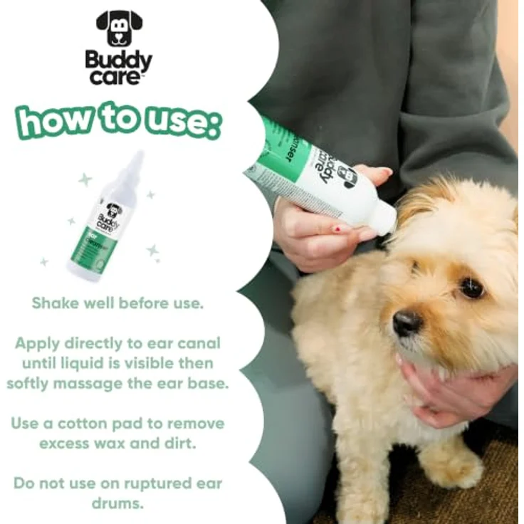Buddycare Ohrreiniger Hund, beruhigende Ohrenreinigungslösung mit Aloe Vera, 200 ml, vegan und pH-ausgeglichen – Bild 4