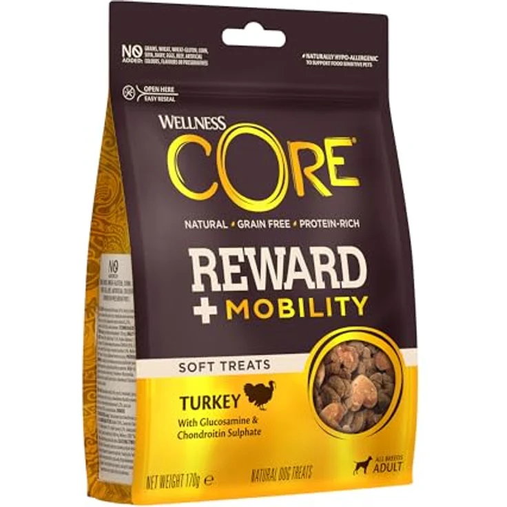 Wellness CORE Reward+ Pute, 170 g, getreidefreie Hundeleckerli mit hohem Fleischanteil, ohne Zuckerzusatz, fördert Mobilität & Gelenkgesundheit – Bild 1