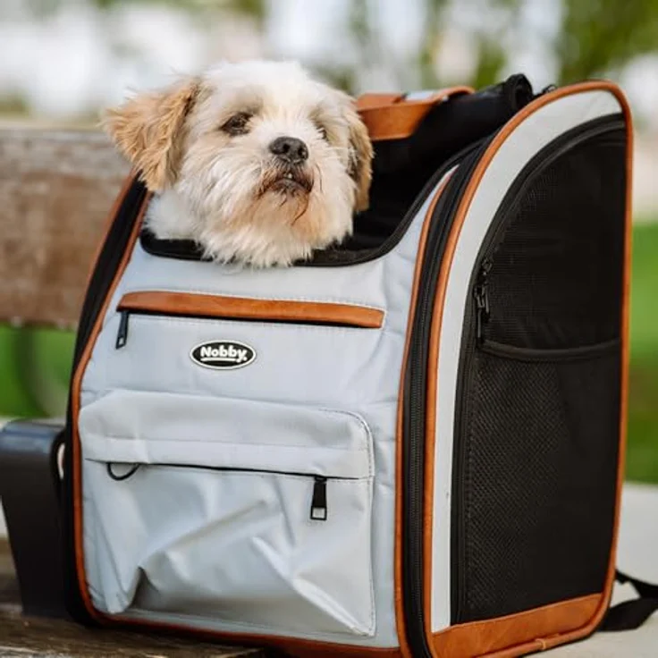 Nobby Tiertransporttasche Rucksack Tomek hellgrau für Katzen mit 6 Utensilienfächern – Bild 4