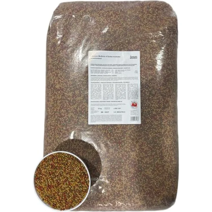 Koi- und Bonsaipark Herdecke Fischfutter Mix für Koi's, 15 kg schwimmende Pellets (3 mm) – Alleinfuttermittel für Zierfische in 4 Farben (rot, grün, gelb, weiß) – Bild 1