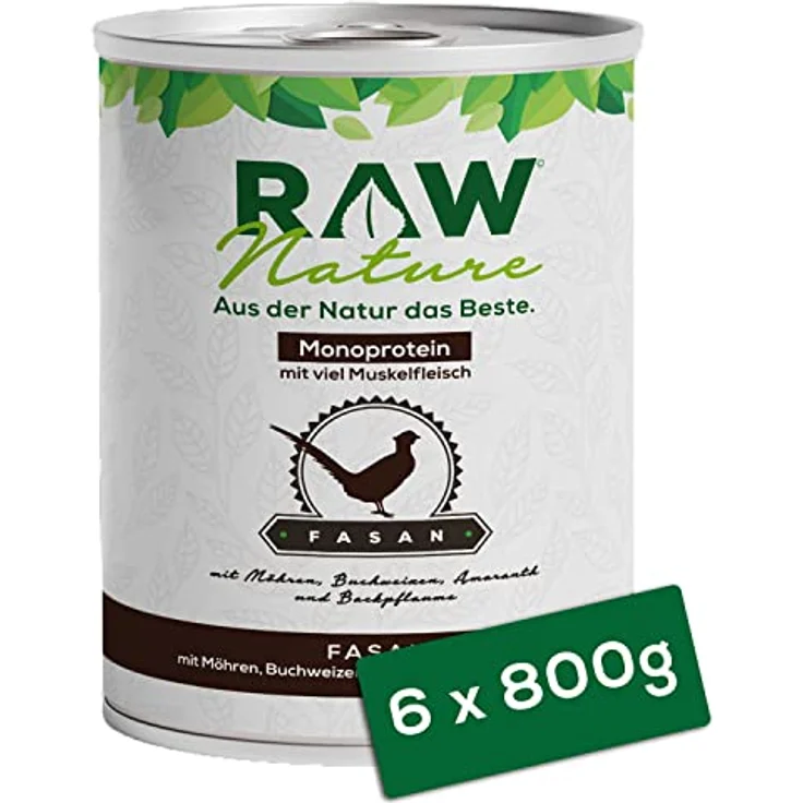RAW Nature Fasan Pur 6x800g, Nassfutter für Hunde, 84% Fasanenfleisch, gluten- und getreidefrei, Monoprotein, Alleinfuttermittel, ideal für sensible Mägen – Bild 2