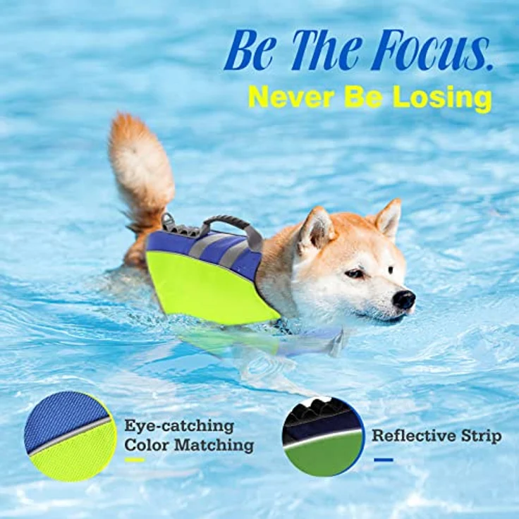 Pawaboo Schwimmweste Hund, Einstellbare Rettungsweste mit Starkem Auftrieb und Reflektierenden Streifen, Helles Gelb, Größe S – Bild 4