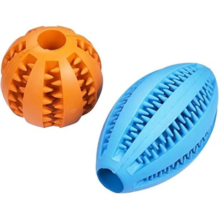 AMATHINGS Hundespielzeug Set Doppelpack Snackball und Snackrugby – 100% Naturkautschuk, zahnreinigend, für alle Hunderassen geeignet