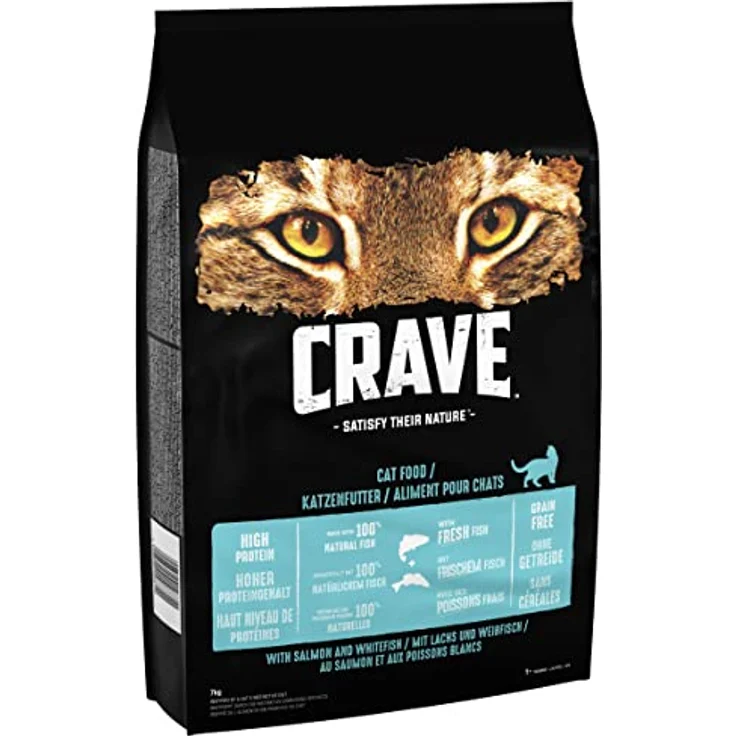 CRAVE Crave Adult Trockenfutter mit Lachs & Weißfisch, 7kg – Premium Katzenfutter ohne Getreide mit hohem Proteingehalt aus 100% natürlichem Fisch – Bild 1