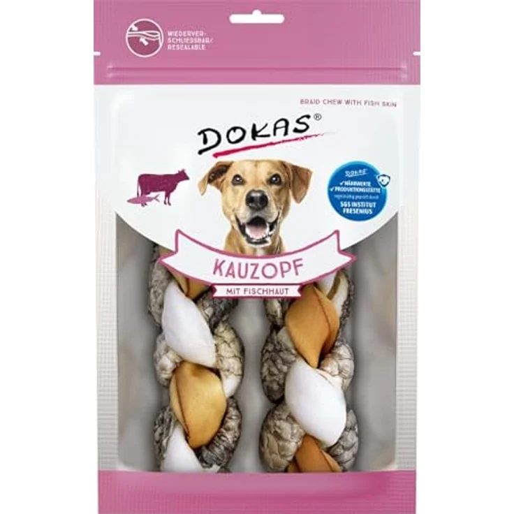 Dokas Kauzopf mit Fischhaut, Kausnack für Hunde, 120g, aus Rinder- und Fischhaut – Bild 2