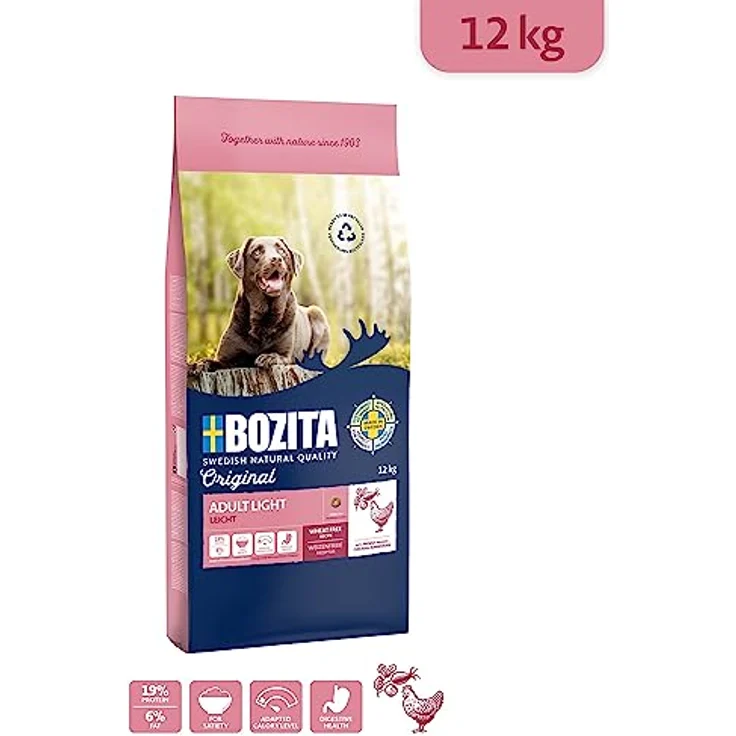 Bozita Hundefutter Original Adult Light Huhn, 12 kg weizenfreies Trockenfutter für übergewichtige Hunde, hohe Fleischqualität, natürliche Zutaten – Bild 2