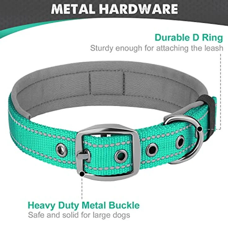 Joytale Gepolstertes Hundehalsband aus Neopren, Reflektierend und Robust für große Hunde, Türkis – Bild 5