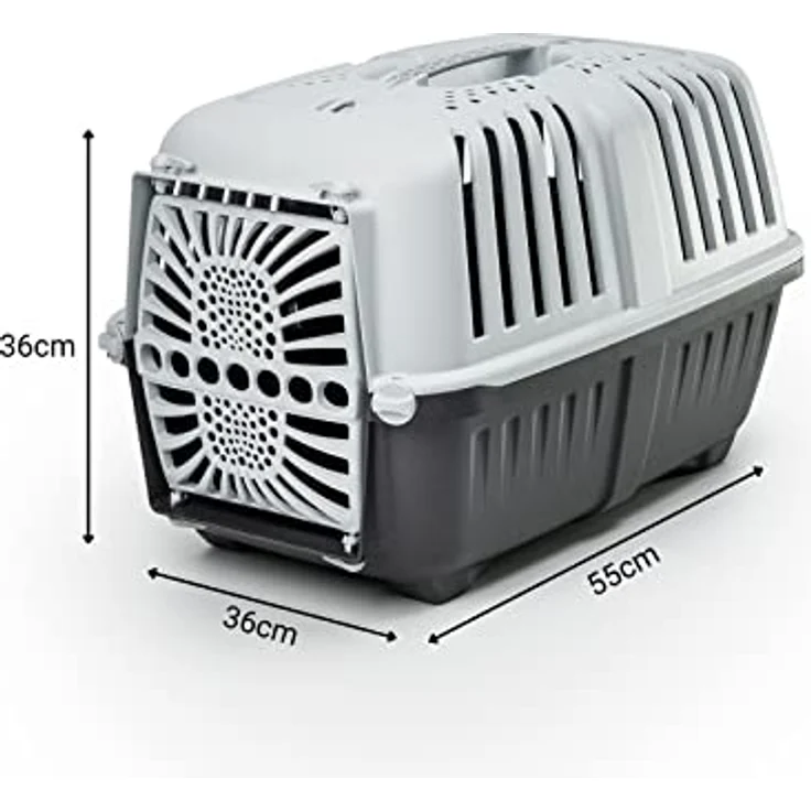 Lionto Transportbox aus Kunststoff, anthrazit - praktische Transportbox für Hunde und Katzen, B 36 x T 55 x H 36 cm, mit sicherem Schließsystem und guter Luftzirkulation – Bild 6