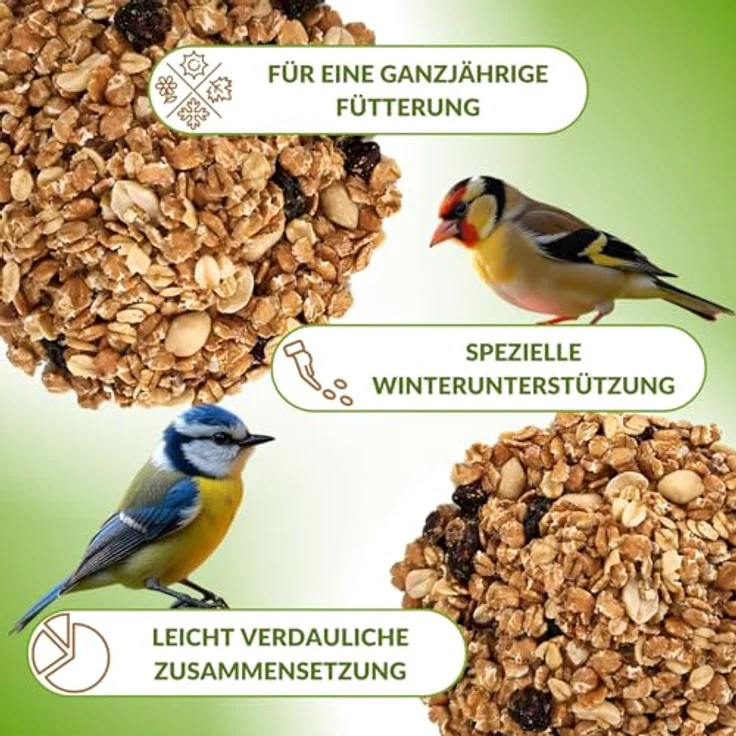 KLASEBO Fettfutter für Wildvögel, Ganzjähriges Mischfutter mit hohem Fettgehalt, 25 kg Streufutter für 4 Jahreszeiten – Bild 3