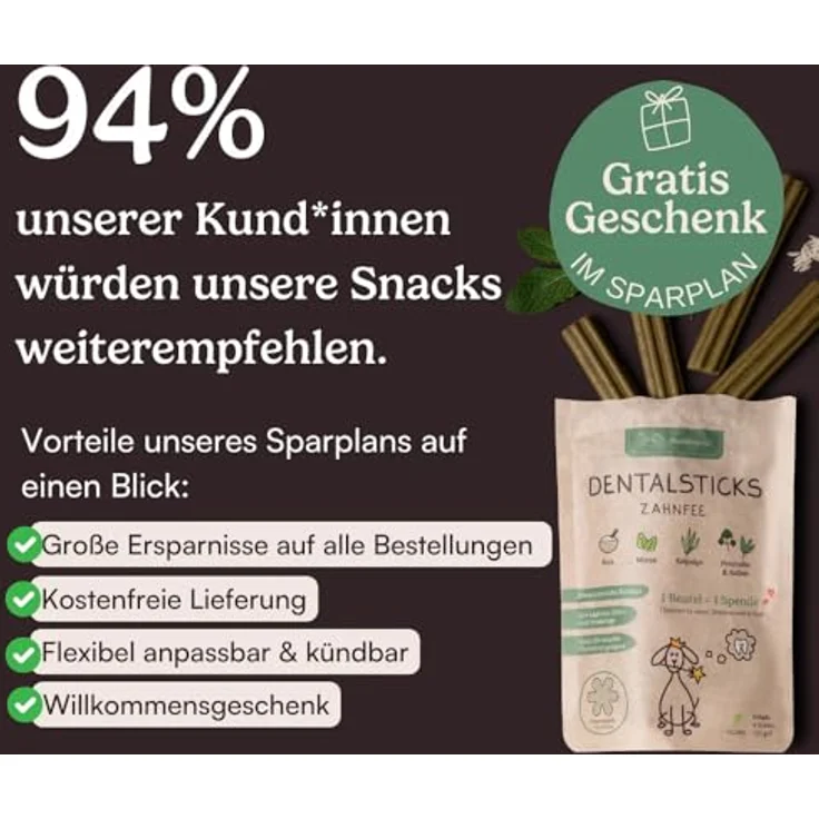 Hunderunde Zahnfee Dental Sticks, vegane Zahnpflege für Hunde, 42 STK mit Apfeltrester & Pfefferminze, gegen Zahnstein & Maulgeruch, getreidefrei – Bild 6