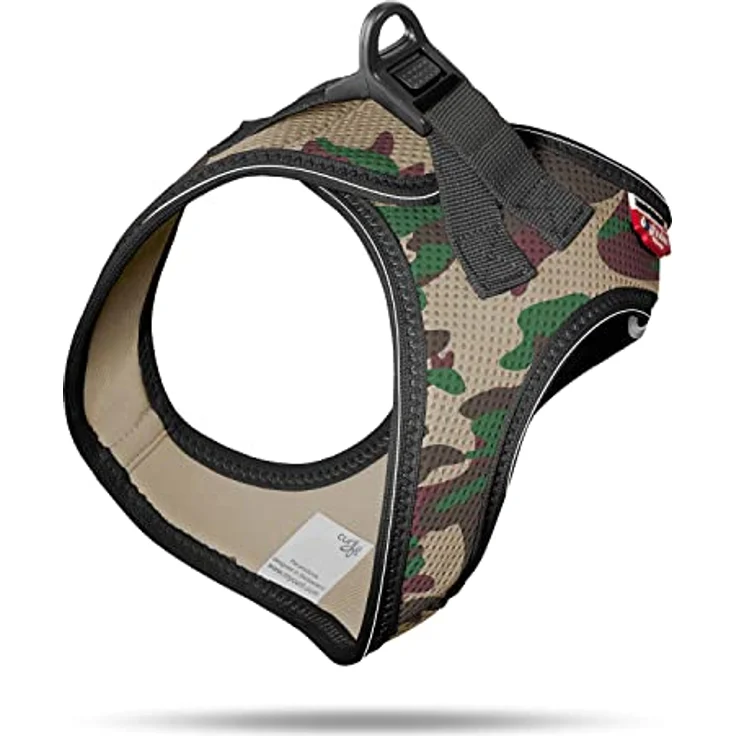 Curli Vest Harness Air-Mesh Camo L, Hundegeschirr für kleine und mittelgroße Hunde, atmungsaktiv, mit DogFinder ID und reflektierenden Streifen – Bild 3