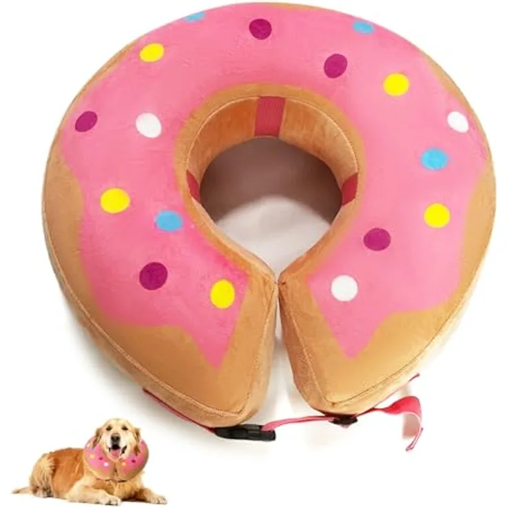 HMCEY Aufblasbare Halskrause für Hunde, Einstellbarer Schutzkragen aus weichem Veloursmaterial, Leicht und bequem, Größen S-XL