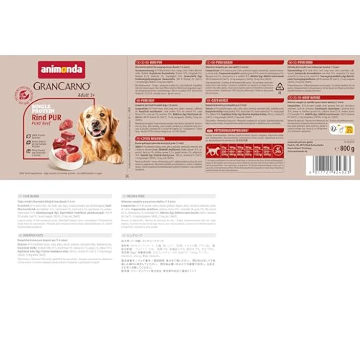 animonda GranCarno Single Protein Rind pur, Hunde-Nassfutter in 6x800g, hergestellt in Deutschland – Bild 7