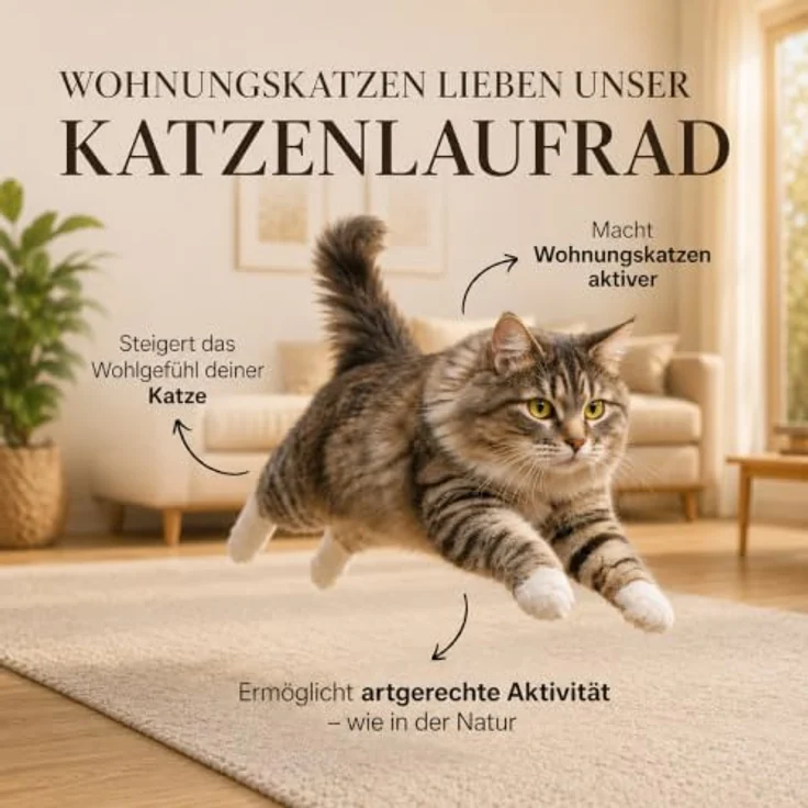 noviclass® Katzenlaufrad Baghira Groß XXL, 132 cm Durchmesser, inklusive Anti-Vibrationsmatte, kurzfloriger Teppich in Pink mit beigem Teppich – Bild 3