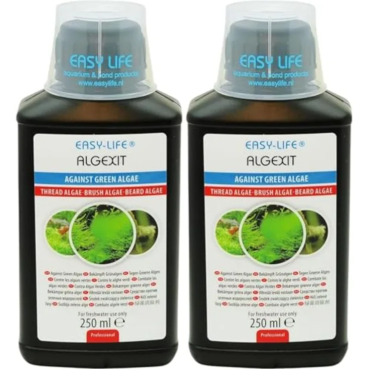 Blackcup Easy Life AlgExit 2er Pack – 2X 250 ml Wasserpflege zur Bekämpfung von Algen, sicher für Aquarienbewohner, einfache Anwendung für klares Wasser