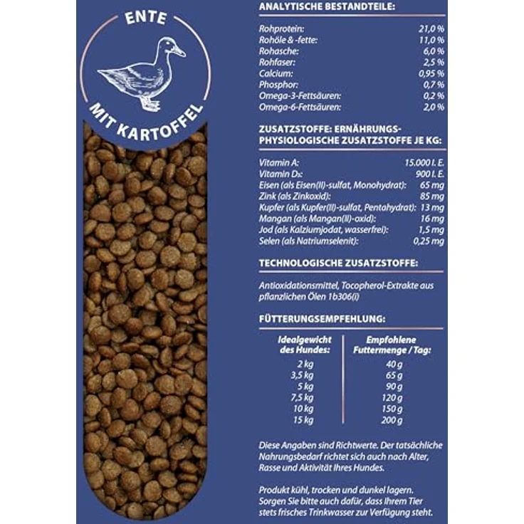 Dehner Premium Hundefutter Senior, getreidefreies Trockenfutter für kleine Rassen, Ente / Lamm / Kartoffel, 4 kg – Bild 4