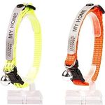 duvoplus Katzenhalsband, reflektierend, anpassbar, 20-30 cm/10 mm, Orange, mit Sicherheitsvorrichtung und Glöckchen, optimale Sichtbarkeit im Dunkeln, Outdoor-Qualität