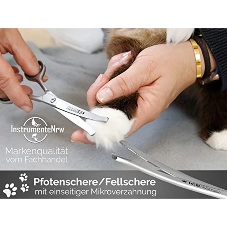 InstrumenteNrw Exklusive Fellschere Pfotenschere gebogen, 16 cm mit Mikroverzahnung für präzisen Schnitt – Bild 2