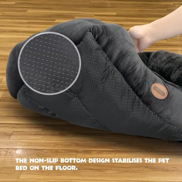 Nobleza Hundebett für Mittelgroße Hunde, Rutschfestes Hundekorb mit Superweicher Faserfüllung, Waschbar, Schwarz, 77x67cm – Bild 4