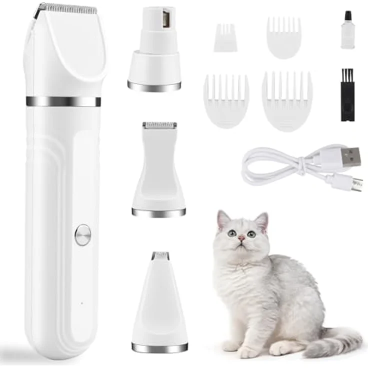 Beihre Pfotentrimmer 4-IN-1, Leise Haarschneidemaschine für Hunde und Katzen, IPX5 wasserdicht, Edelstahl- und Keramikschneider, kabelloser Einsatz – Bild 1