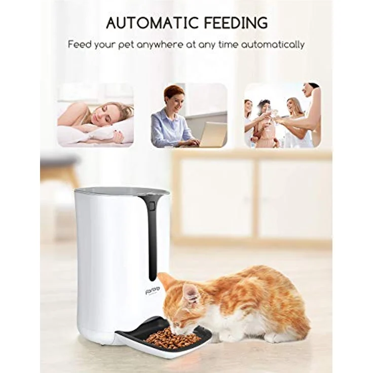 Faroro 7L Futterautomat für Katzen, Futterspender mit Timer für bis zu 5 Mahlzeiten, Portionskontrolle, 10s Sprachaufzeichnung, geeignet für kleine und mittelgroße Haustiere – Bild 4